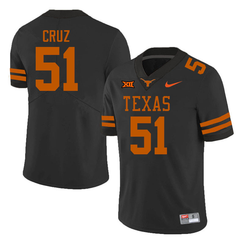 Men #51 Daniel Cruz Texas Longhorns College Football Jerseys Stitched-Black